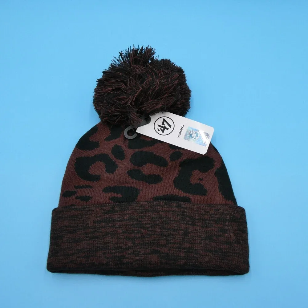 '47 Brand Vegas Golden Knights Winter Hat Womens Brown NHL Hockey Beanie Pom New